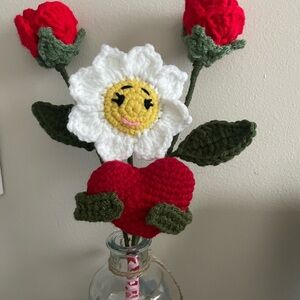 Handcrafted Floral Crochet Decor with Heart